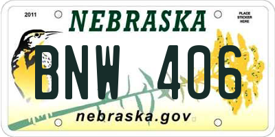 NE license plate BNW406