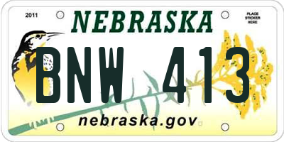 NE license plate BNW413