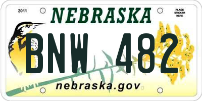 NE license plate BNW482