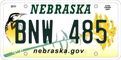NE license plate BNW485