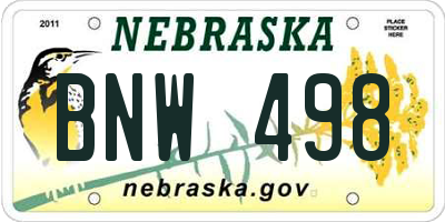NE license plate BNW498