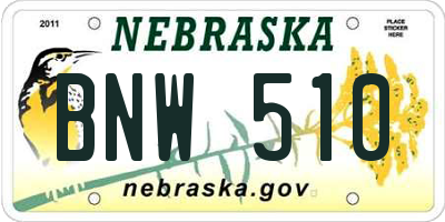 NE license plate BNW510