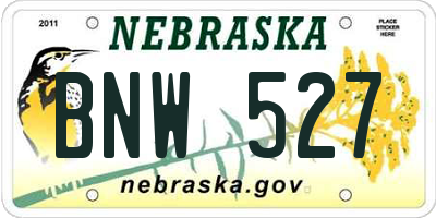 NE license plate BNW527