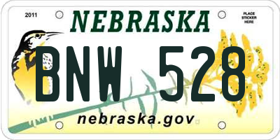 NE license plate BNW528