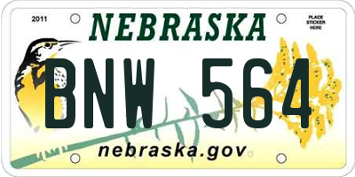 NE license plate BNW564