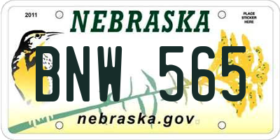 NE license plate BNW565