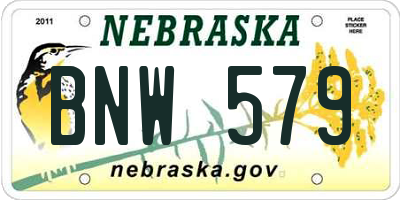 NE license plate BNW579
