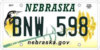 NE license plate BNW598
