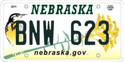 NE license plate BNW623