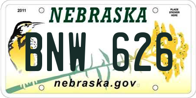 NE license plate BNW626