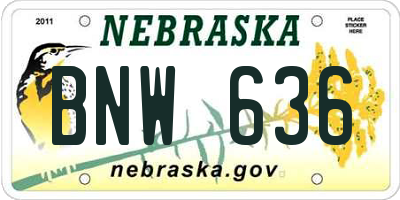 NE license plate BNW636