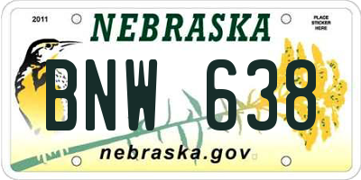 NE license plate BNW638