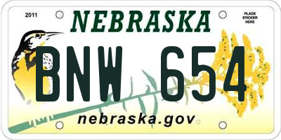 NE license plate BNW654