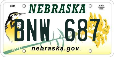 NE license plate BNW687