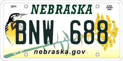 NE license plate BNW688