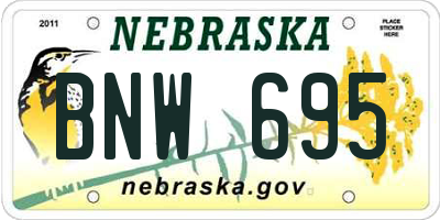 NE license plate BNW695