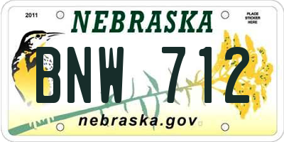 NE license plate BNW712