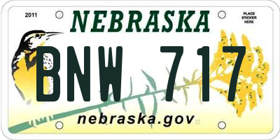 NE license plate BNW717