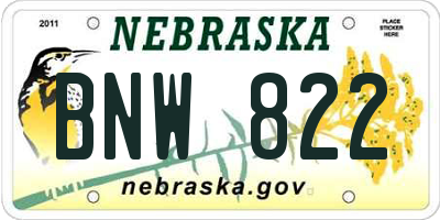 NE license plate BNW822
