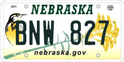 NE license plate BNW827