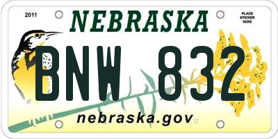 NE license plate BNW832