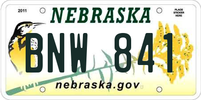 NE license plate BNW841