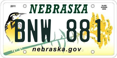NE license plate BNW881