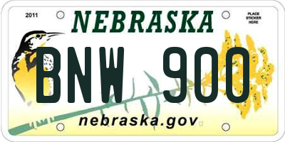 NE license plate BNW900