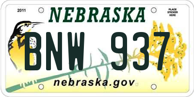 NE license plate BNW937