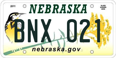 NE license plate BNX021