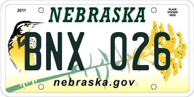 NE license plate BNX026
