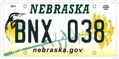 NE license plate BNX038