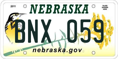 NE license plate BNX059