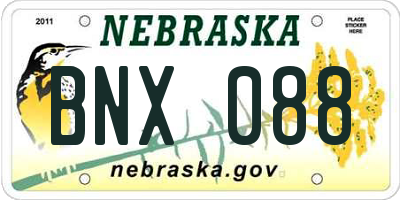NE license plate BNX088
