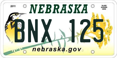 NE license plate BNX125