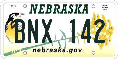 NE license plate BNX142