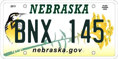 NE license plate BNX145