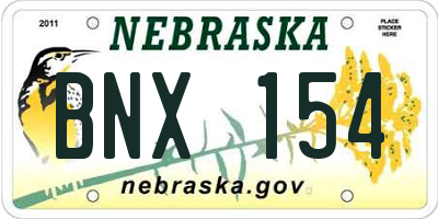 NE license plate BNX154