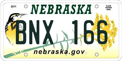 NE license plate BNX166