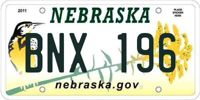 NE license plate BNX196