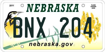 NE license plate BNX204