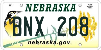 NE license plate BNX208