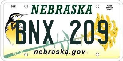 NE license plate BNX209