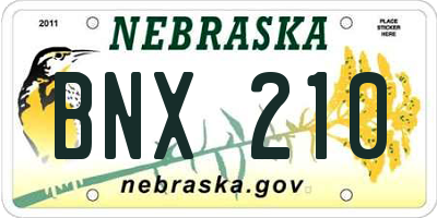 NE license plate BNX210