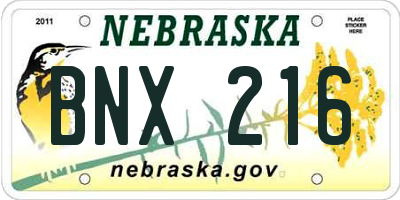 NE license plate BNX216