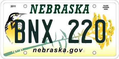 NE license plate BNX220