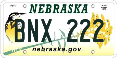 NE license plate BNX222