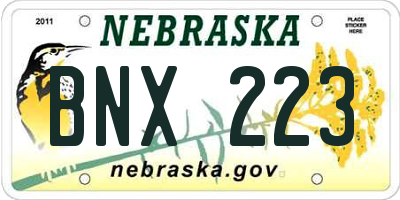 NE license plate BNX223