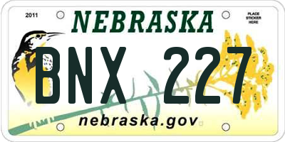 NE license plate BNX227