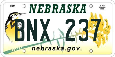 NE license plate BNX237
